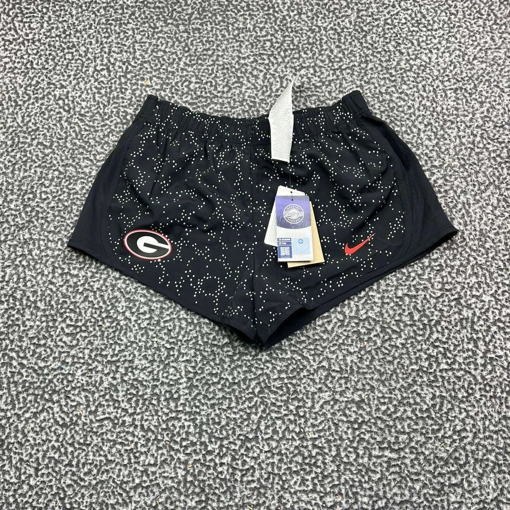 Nike Georgia Bulldogs Dri-Fit Running Shorts Women Medium Black Polka Dot New M